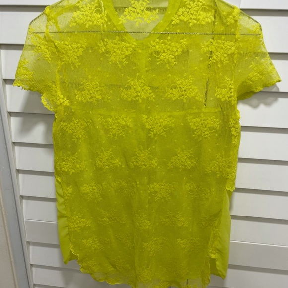 Neon lace button up shirt - Picture 2 of 7